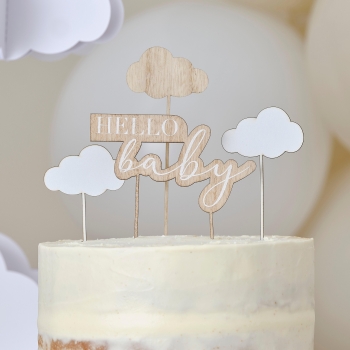 Cake Topper Wood - Hello Baby